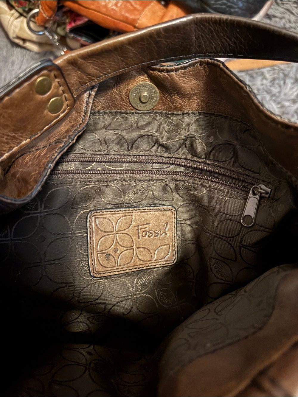 Fossil Brown Leather Flap Crossbody Bag - Picture 3 of 3